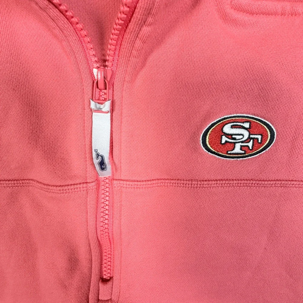 Vineyard Vines San Francisco 49ers Quarter Zip Pullover Coral Pink XL Cotton